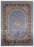 Tappeto Qoum Shah 5 orientale in cotone blu, L 180 x L 120 cm