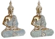 Statua Decorativa DKD Home Decor 18,6 x 9,7 x 27 cm Azzurro Buddha Turchese Orientale Decapaggio (2 Unità)