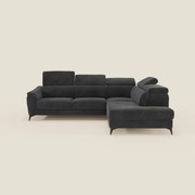 Arcos Divano angolare - piedini alti e poggiatesta reclinabili in microfibra impermeabile T11 nero