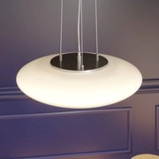 Lindby Lampada a sospensione LED Gunda, bianco, vetro, Ø 47 cm, dimmerabile