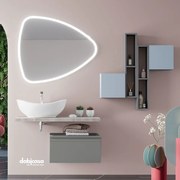 Mobile Bagno Sospeso "Linea" Da 100 Cm Composto Da Un Cassetto Da 60 Cm Ed Un Mensolone Lavabo E Specchio Finitura Lino