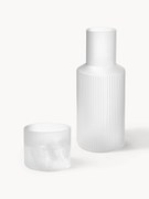 Set caraffa piccola e bicchiere in vetro soffiato Ripple, set da 2