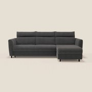 Peonia divano letto angolare con Penisola Contenitore - Materasso H18 cm in Bouclé Impermeabile T07 antracite