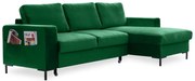 Divano letto angolare in velluto verde, angolo destro Lofty Lilly - Miuform