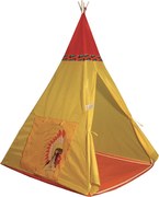 Tenda Indiana per Bambini 100x100x135 cm Struttura in Plastica Tubolare Gialla...