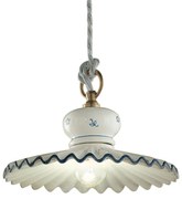 Lampadario Classico Roma Ceramica E Ottone Satinato Decorato 23Cm 1 Luce E27