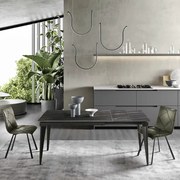 Tavolo allungabile 200 cm ULISSE con top grčs porcellanato effetto Marmo Nero