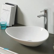 Lavabo D'Appoggio Asimmetrico "Break The Rules" Da 53 Cm In Ceramica Finitura Bianco Lucido