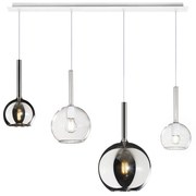 Lampadario Contemporaneo Future Metallo Bianco Vetro Trasp-Cromo 4 Luci E27