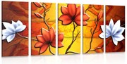 Quadri 5 pezzi – Fiori in stile etnico