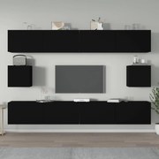 Set mobili porta tv 6 pz nero in legno multistrato