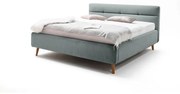 Letto matrimoniale imbottito blu con contenitore e griglia 180x200 cm Lotte - Meise Möbel