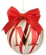 Pallina Natale con lettera M 10 cm Circus rosso