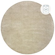 Tappeto rotondo lavabile beige in fibre riciclate 133x133 cm Fluffy - Flair Rugs
