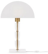 Lampada Da Scrivania Contemporanea Prima Metallo Ottone Diffusore Cotone Bianco