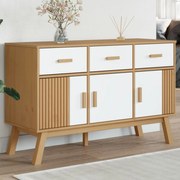 Credenza olden bianca e marrone 114x43x73,5 cm massello di pino