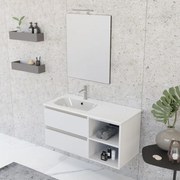 Mobile bagno sospeso 100 cm Master bianco con lavabo e specchio