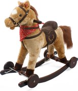 Cavallo a Dondolo Berlin in Peluche e Legno con Ruote e suoni per Bambini...
