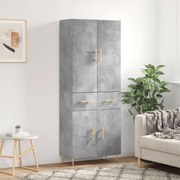 Credenza grigio cemento 69,5x34x180 cm in legno multistrato