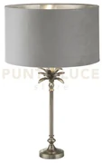 Lampada da tavolo palm - metallo nichel anticato e paralume in vell...