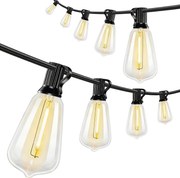 Catena Luminosa da Esterno 1800x3,8x9 cm con 50 Luci LED IP44 in PET e Plastica Nero e Trasparente...