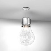 Sospensione Contemporanea Big Lamp Metallo Cromo Vetro Trasp 1 Luce E27