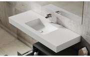 Lavabo integrale da appendere bacino al centro rettangolare SOLID L 121 x H 14 x P 46 cm in solid surface bianco