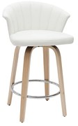 Sgabello da bar design girevole bianco e legno chiaro H65 cm ALBIN