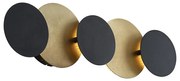 Lampada da parete moderna nera con oro incl. LED dimmerabile a 3 livelli 5 luci - Sunrise 3