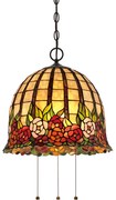 Lampadario Tiffany Rosecliffe Vetro Bronzo Imperiale 3 Luci E27