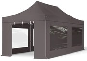 TOOLPORT 3x6m gazebo pieghevole PES con laterali (finestre panoramiche), PROFESSIONAL alluminio, grigio scuro - (600227)