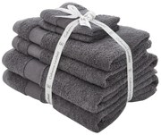 Set di asciugamani per viso e corpo tipo terry grigio scuro in cotone 6 pz Anti-Bacterial – Catherine Lansfield