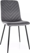 Sedia Daren Velvet in velluto grigio e struttura in metallo nero opaco – 45x39x91 cm