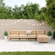 Set divani giardino 6 pz con cuscini in legno massello di pino