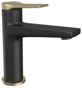 Kamalu - miscelatore lavabo finitura nera opaca con leva in bronzo | kam-kanda nero-b