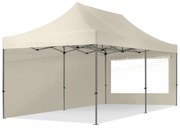 TOOLPORT 3x6m gazebo pieghevole con laterali (finestre panoramiche), PREMIUM acciaio, crema - (600071)