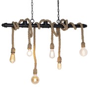 Lampada a sospensione industriale nera 6 luci - Plural