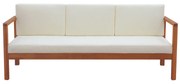 Divano da giardino 3 posti legno massello e cuscini beige L190 cm AKIS