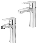 Set miscelatori lavabo e bidet cromati serie Lizzy in ottone