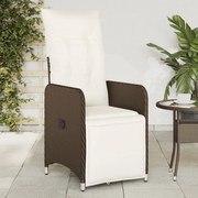 Sedie reclinabili giardino 2pz con cuscini marrone polyrattan
