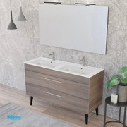 Mobile Bagno Da Terra "Unit Seven" Da 118 Cm Composto Da Due Cassetti Finitura Medium Elm Con Doppia Vasca