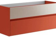 Mobile da bagno sotto lavabo Niwa paprika frontale in vetro sabbia laccato opaco L 119.5 x H 50 x P 45.5 cm 2 cassetti, lavabo non incluso