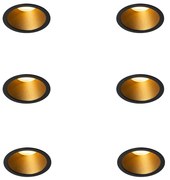 Set di 6 Faretti da incasso moderni Neri con oro GU10 35mm IP44 - Dept