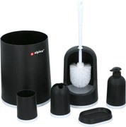 Alpina - Set da bagno 6 pezzi (nero e bianco)