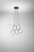 Cube sospensione 5 luci in metallo colore nero opaco cubica con dif...