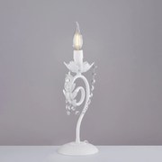 Lumetto Shabby Damasco 1 Luce Ferro Battuto Bianco E Cristalli