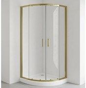 Box Doccia 90x90 Semicircolare Profili Oro Scorrevole H190 Trasparente