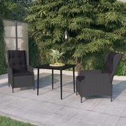 Set mobili da pranzo per giardino 3 pz grigio scuro