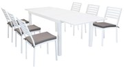 DEXTER - set tavolo in alluminio cm 160/240 x 90 x 75 h con 6 sedie Dexter