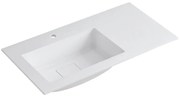 Lavabo integrale rettangolare vasca a sinistra L 90.5 x H 15 x P 46 cm in resina bianco